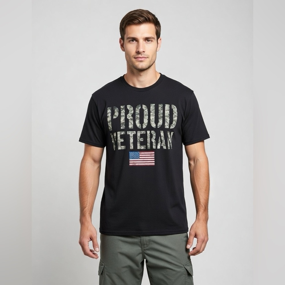 NWT Black Proud Veteran T-Shirt sz M